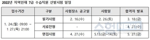 2022년 지역인재 7급 수습직원 선발시험 일정 공고